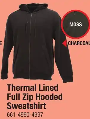 Menards Thermal Lined Full Zip Hooded Sweatshirt offer