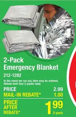 Menards 2-Pack Emergency Blanket offer