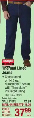 Menards Thermal Lined Jeans offer
