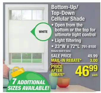 Menards Bottom-Up/ Top-Down Cellular Shade offer