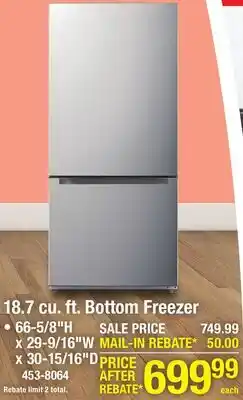 Menards 18.7 cu. ft. Bottom Freezer offer