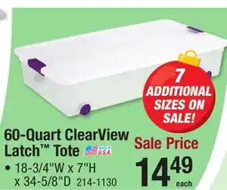 Menards 60-Quart ClearView Latch Tote offer