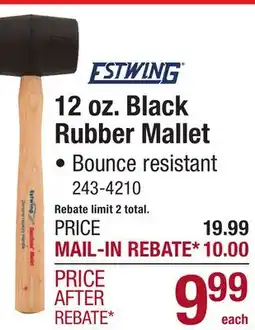 Menards 12 oz. Black Rubber Mallet offer