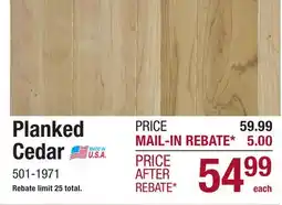 Menards Planked Cedar offer