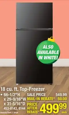 Menards 18 cu. ft. Top-Freezer offer