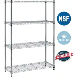 Walmart BestOffice 4 Shelf Wire Shelving,Height Adjustable Metal Shelving,for 1000 LBS Capacity,Chrome offer