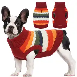 Walmart Kuoser Dog Sweater Warm Pet Knitwear Soft Winter Clothes for Dogs and Cats, Red, M offer