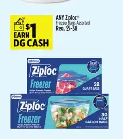 Dollar General ANY Ziploc Freezer Bags offer