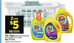 Dollar General Tide Simply Liquid Laundry Detergent offer