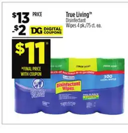 Dollar General True Living TM Disinfectant Wipes offer