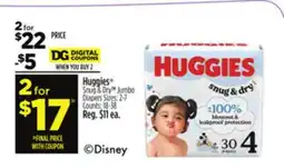 Dollar General Huggies Snug & Dry Jumbo Diapers offer