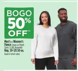 Dollar General Men's or Women's Fleece Crews or Pants offer