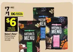 Dollar General Nature's Menu Premium Dog or Cat Food offer
