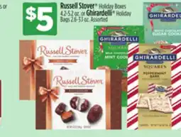 Dollar General Russell Stover Holiday Boxes or Ghirardelli Holiday Bags offer