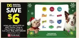 Dollar General Purina Dog or Cat Food or Treats or Cat Litter offer