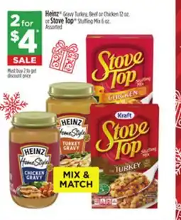 Dollar General Heinz Gravy Turkey, Beef or Chicken or Stove Top Stuffing Mix offer