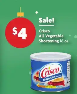 Family Dollar Crisco All-Vegetable Shortening offer