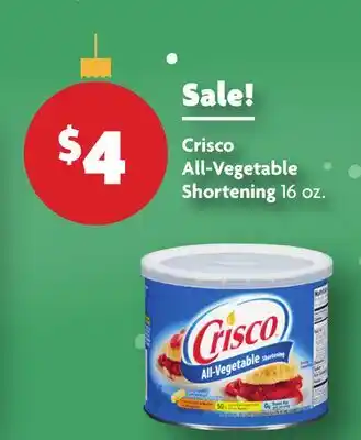 Family Dollar Crisco All-Vegetable Shortening offer