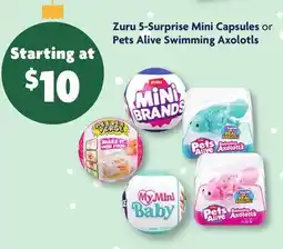 Family Dollar Zuru 5-Surprise Mini Capsules or Pets Alive Swimming Axolotls offer