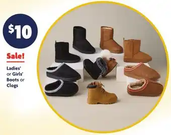 Family Dollar Ladies' or Girls' Boots or Clogs offer