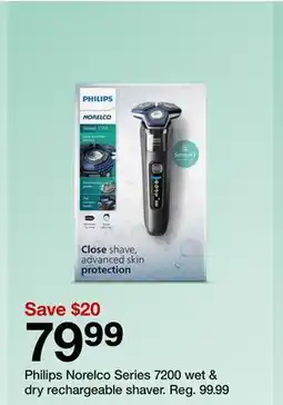 Target Philips Norelco Series 7200 wet & dry rechargeable shaver offer
