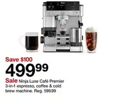 Target Ninja Luxe Café Premier 3-in-1 espresso, coffee & cold brew machine offer