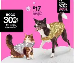 Target Boots & Barkley metallic gold puffer dog vest offer