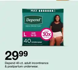 Target Depend 40-ct. adult incontinence & postpartum underwear offer