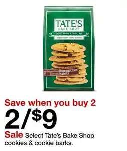 Target Select Tate's Bake Shop cookies & cookie barks offer