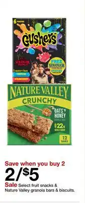 Target Select fruit snacks & Nature Valley granola bars & biscuits offer