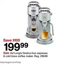 Target De'Longhi Dedica Duo espresso & cold brew coffee maker offer