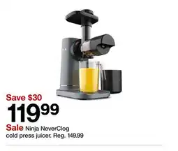 Target Ninja NeverClog cold press juicer offer