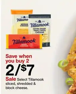 Target Select Tillamook sliced, shredded & block cheese offer