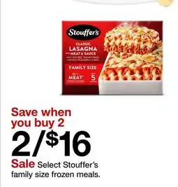 Target Select Stouffer's family size frozen meals offer