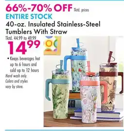 Boscov's 40-oz. Insulated Stainless-Steel Tumblers With Straw offer