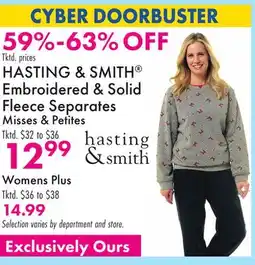 Boscov's HASTING & SMITH Embroidered & Solid Fleece Separates offer