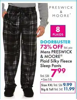 Boscov's Mens PRESWICK & MOORE Plaid Silky Fleece Sleep Pants offer