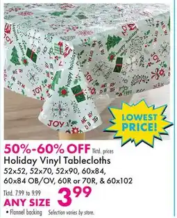Boscov's Holiday Vinyl Tablecloths offer
