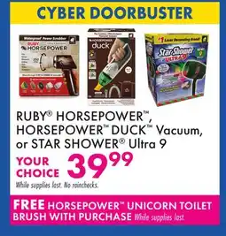 Boscov's RUBY HORSEPOWER , HORSEPOWER DUCK Vacuum, or STAR SHOWER Ultra 9 offer