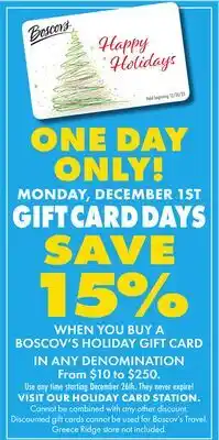 Boscov's GIFT CARD DAYS offer