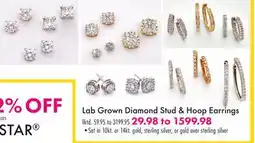 Boscov's Lab Grown Diamond Stud & Hoop Earrings offer