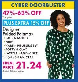 Boscov's Designer Folded Pajamas offer