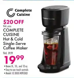 Boscov's COMPLETE CUISINE Hot & Cold Single-Serve Coffee Maker offer
