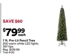 Michaels 7 ft. Pre-Lit Pencil Tree offer