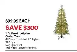 Michaels 7 ft. Pre-Lit Alpine Cedar Tree offer