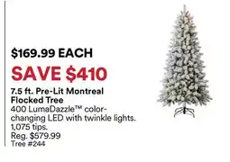Michaels 7.5 ft. Pre-Lit Montreal Flocked Tree offer