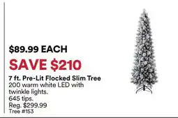 Michaels 7 ft. Pre-Lit Flocked Slim Tree offer