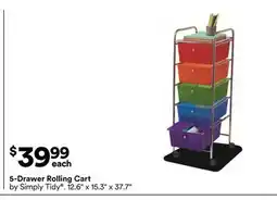 Michaels 5-Drawer rolling Cart by Simply Tidy offer