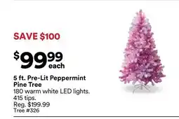 Michaels 5 ft. Pre-Lit Peppermint Pine Tree offer