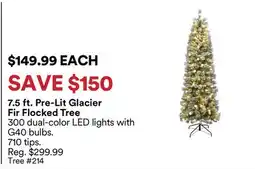 Michaels 7.5 ft. Pre-Lit Glacier Fir Flocked Tree offer